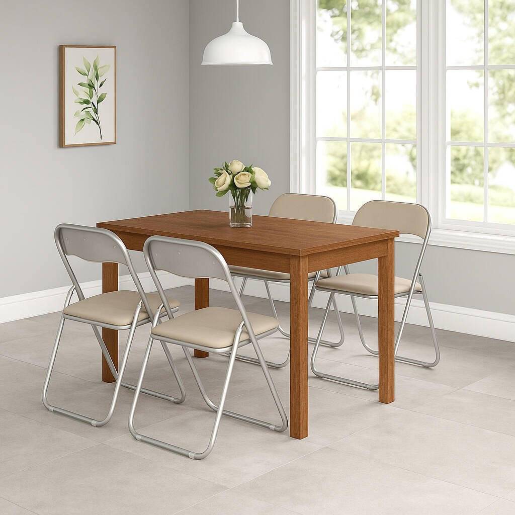 KLAPPSTUHL 4er Set in Metall Beige 47x43h79.5 - Beige, Metall (43/79.5/47cm) - DMORA