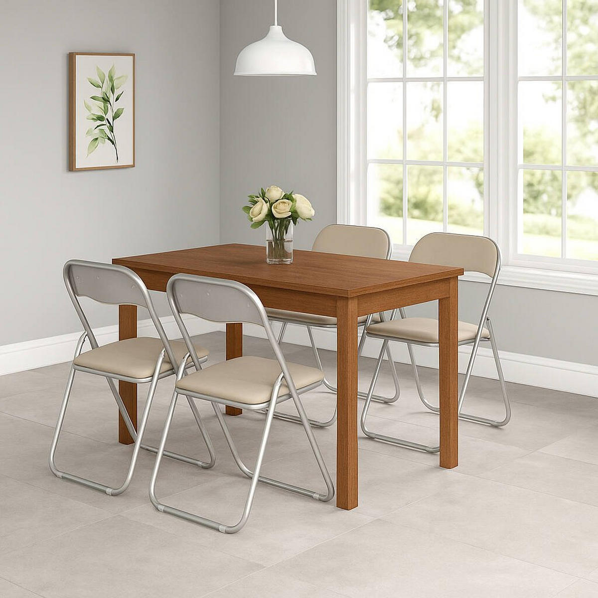 KLAPPSTUHL 4er Set in Metall Beige 47x43h79.5 - Grau, Metall (43/79.5/47cm) - DMORA