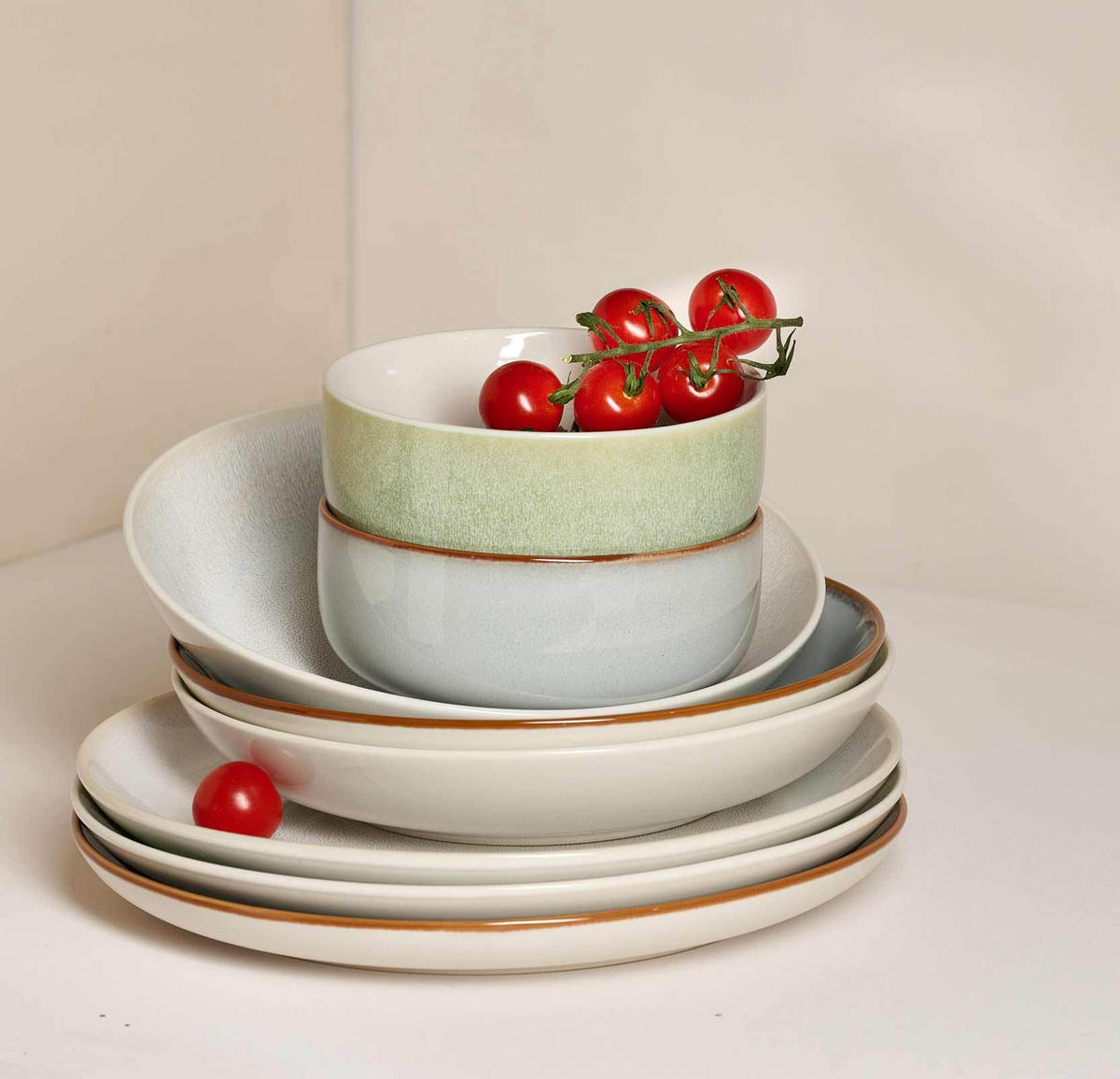 KOMBI-SET Borneo grün 20er Set - Grün, Keramik (1/1/1cm) - Ritzenhoff Breker