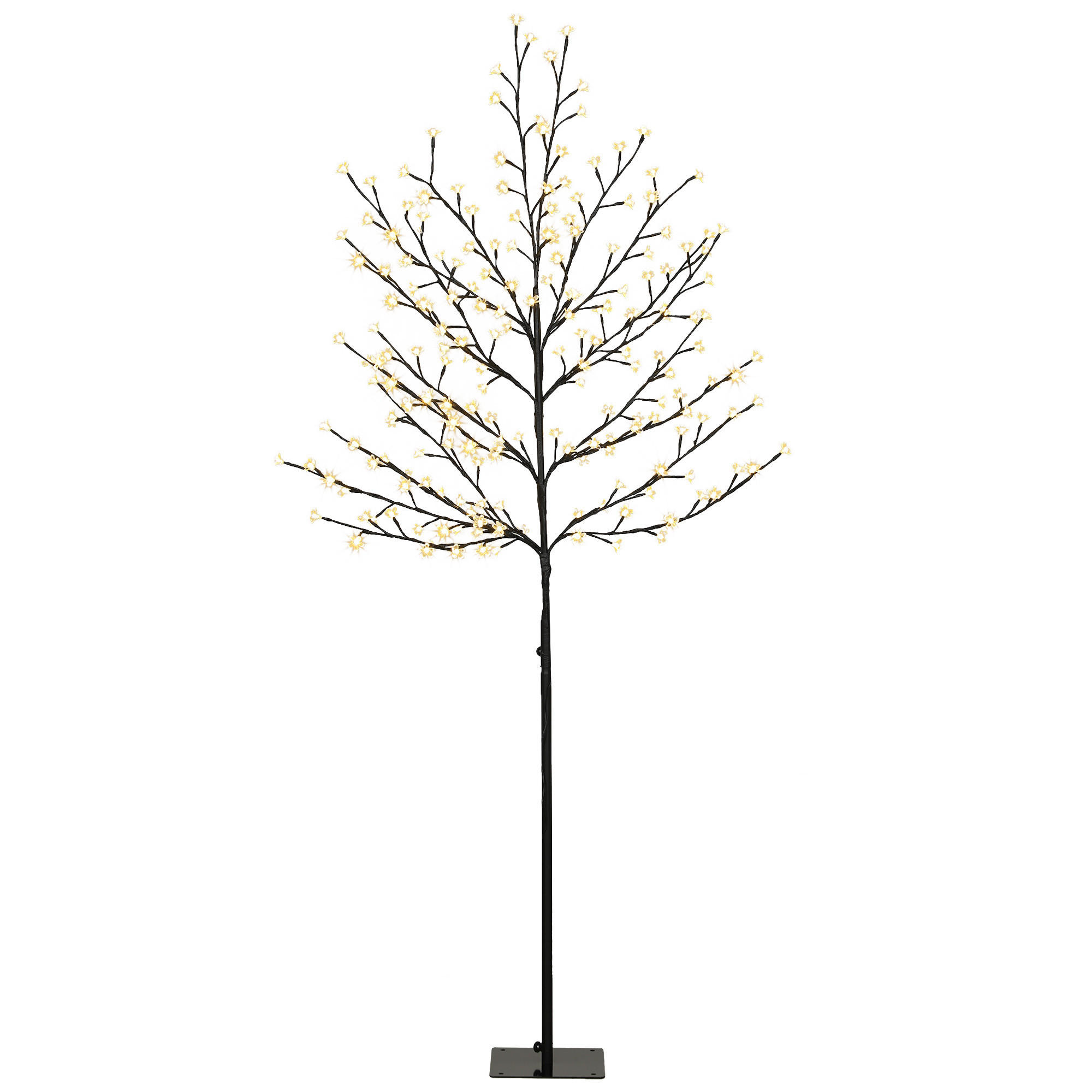 BELEUCHTETER-KIRSCHBLÜTENBAUM Stahl Transparent - Schwarz, Metall (60/180/60cm) - HOMCOM