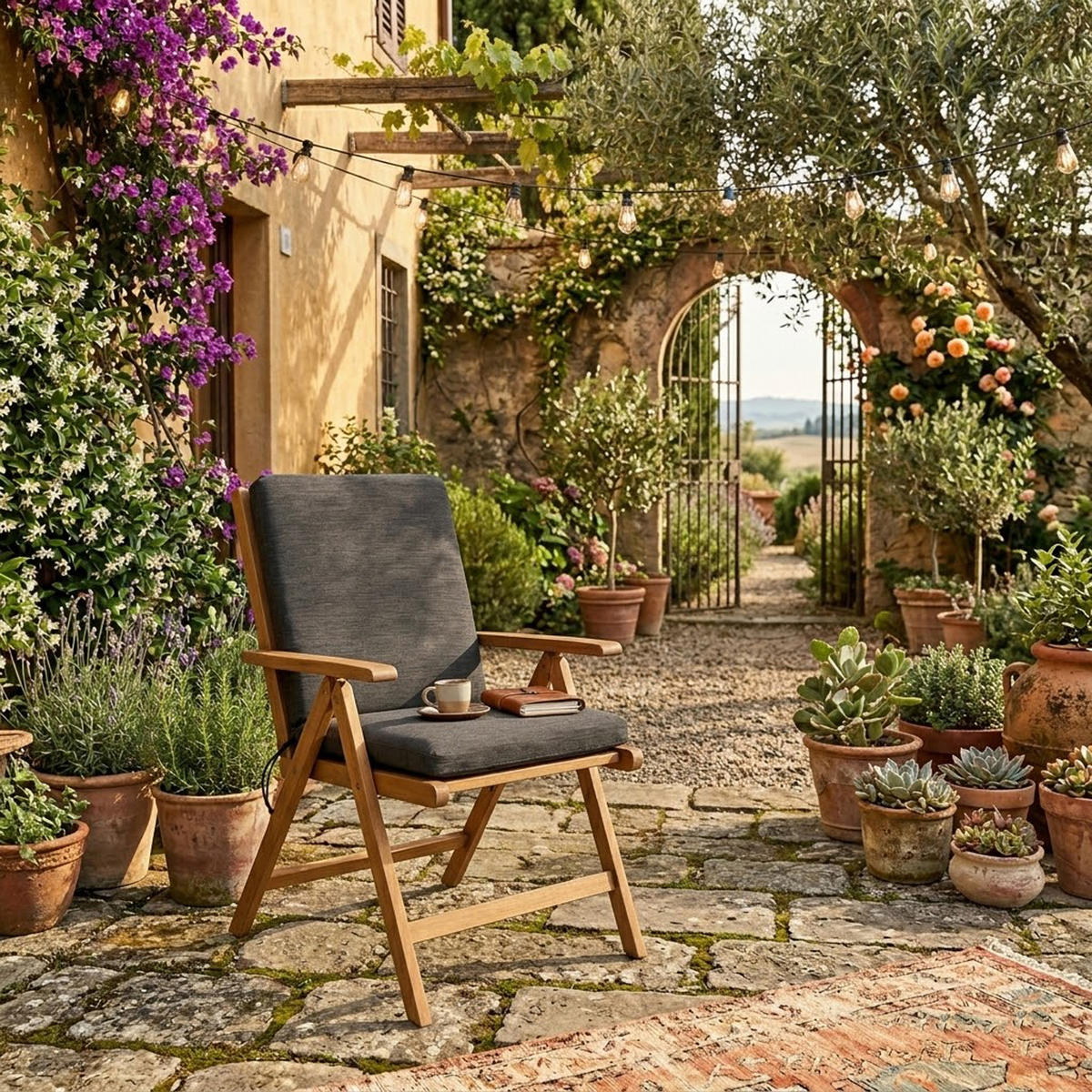 SESSELAUFLAGE Bolton - 45x88cm, anthrazit - Grau, Textil (45/7/88cm) - TPFGarden