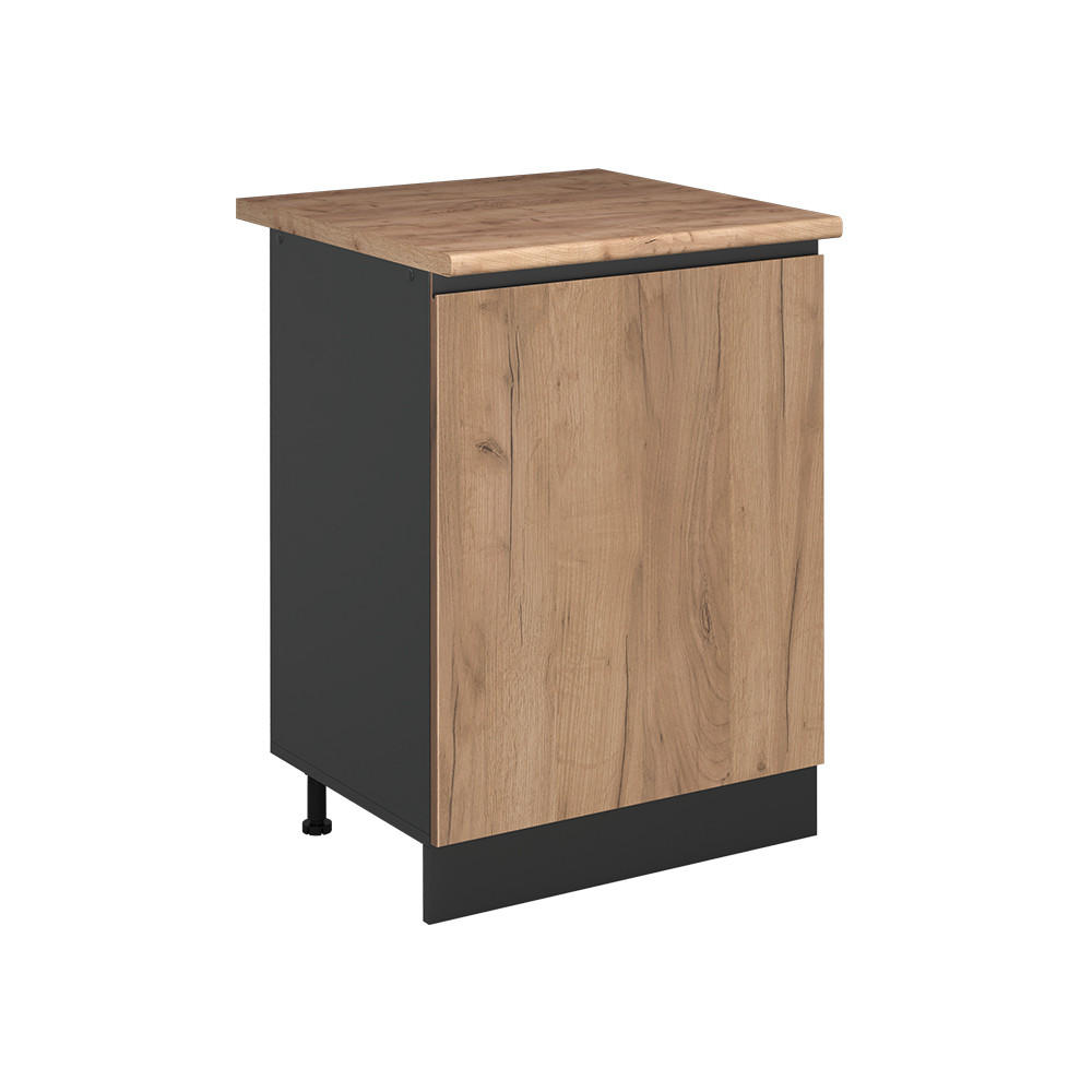 SPODNÍ SKŘÍŇKA KUCHYŇSKÉ LINKY R-Line, Zlatý mocný dub/Antracit, 60 cm s 1 dveřmi pracovná doska Dub Goldkraft - antracitová/barva dubu, kompozitní dřevo (60/81.6/60cm) - Vicco