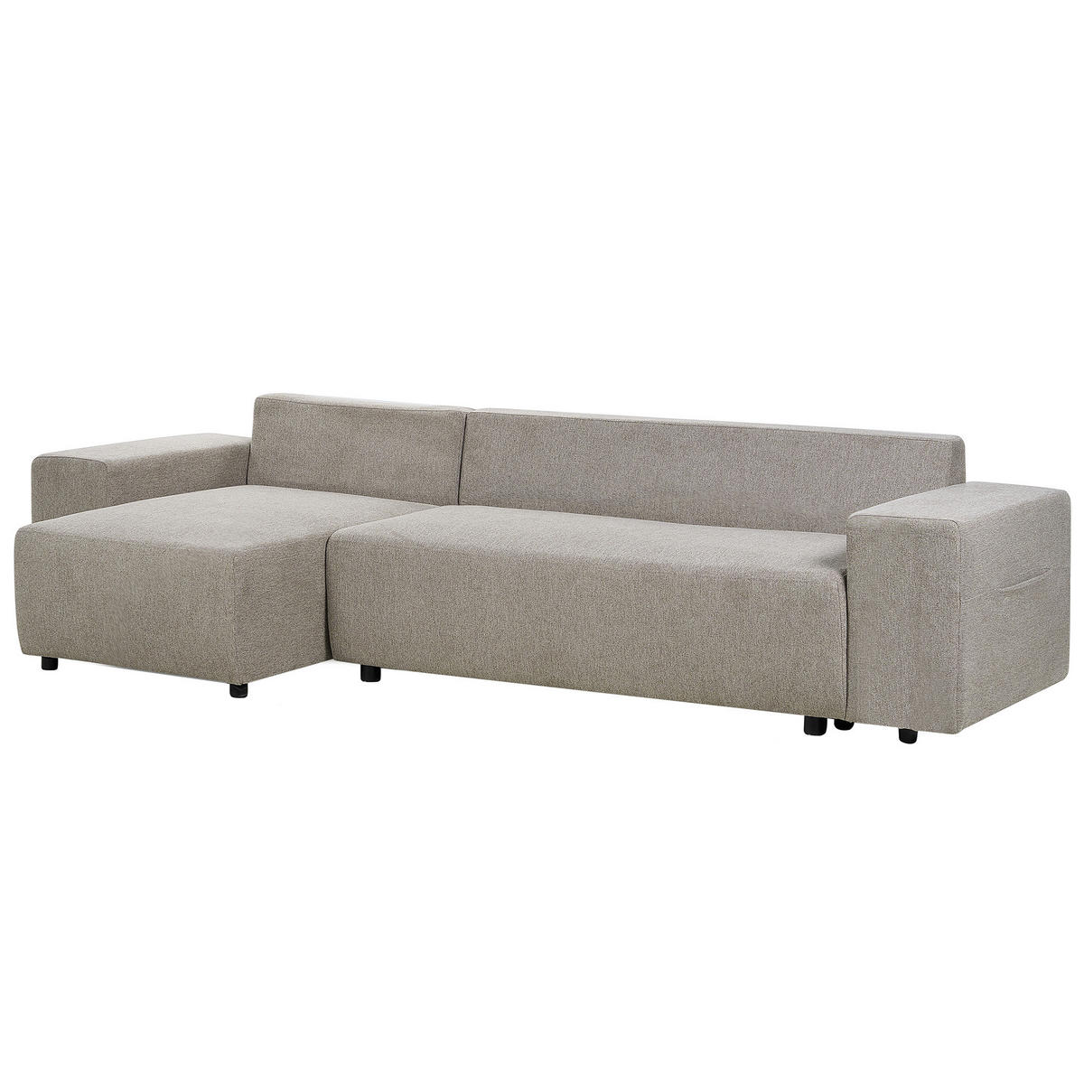 3-SITZER-ECKSOFA taupe linksseitig mit Schlaffunktion Stauraum Luspa - Schwarz/Braun, Textil (294/130cm) - Beliani