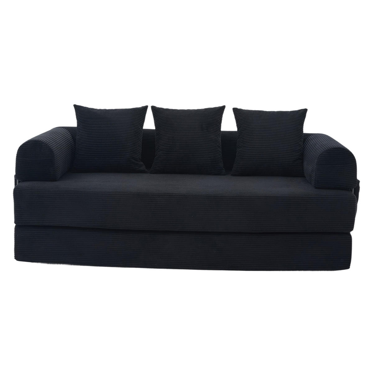 SOFA modular 200 x 94 cm Corduroy Schwarz mit 3 Kissen - Schwarz, Kunststoff (94/67/200cm) - Meubliv