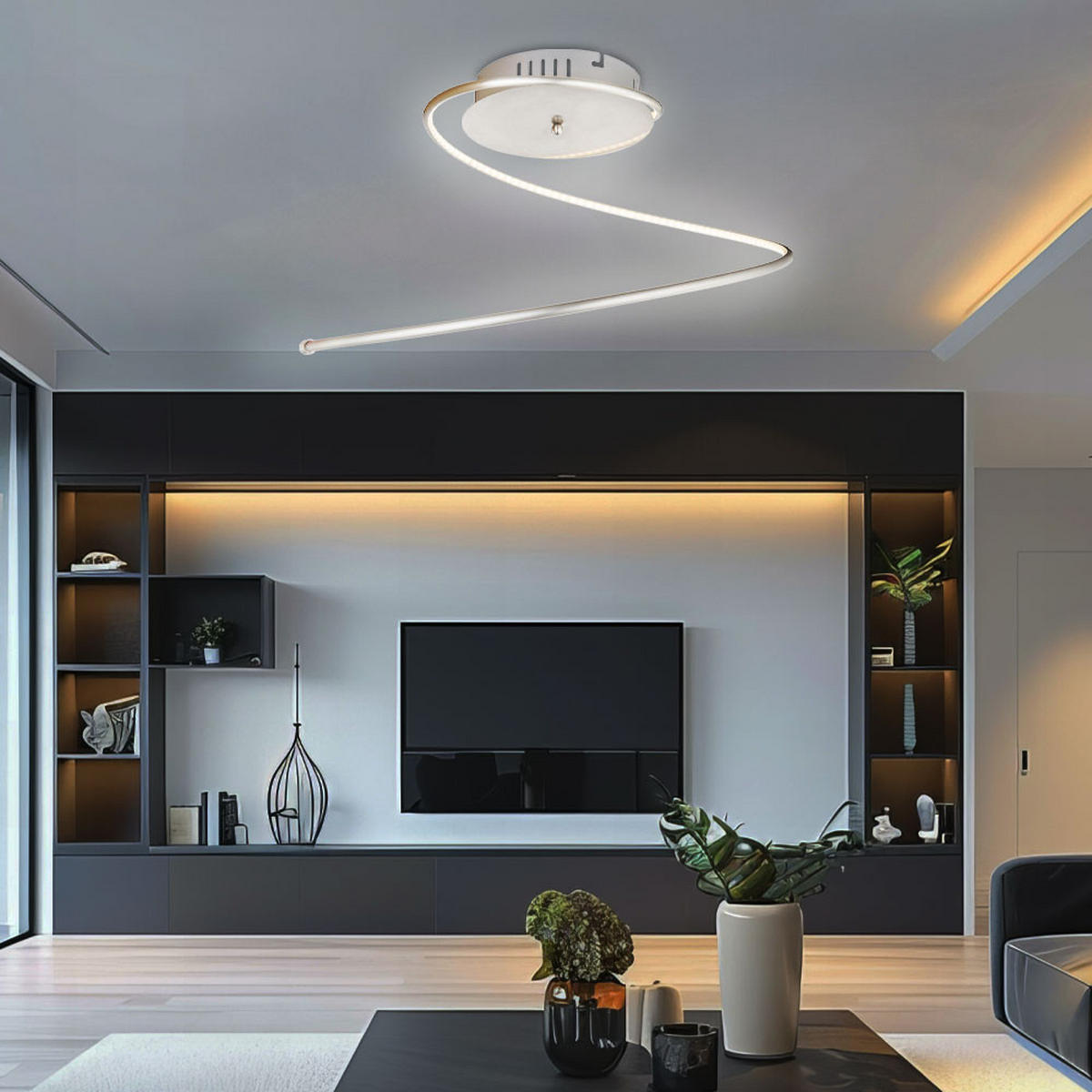 LED DECKENLEUCHTE KYLE Silber Metall - Silberfarben, Metall (37.5/33.5/28cm) - Globo Lighting