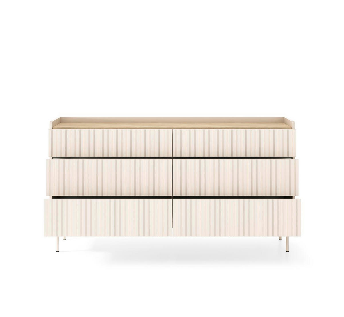 KOMMODE Levant 153 Beige, Schubladenkommoden - Beige, Holzwerkstoff (153/82/38cm) - Bettso