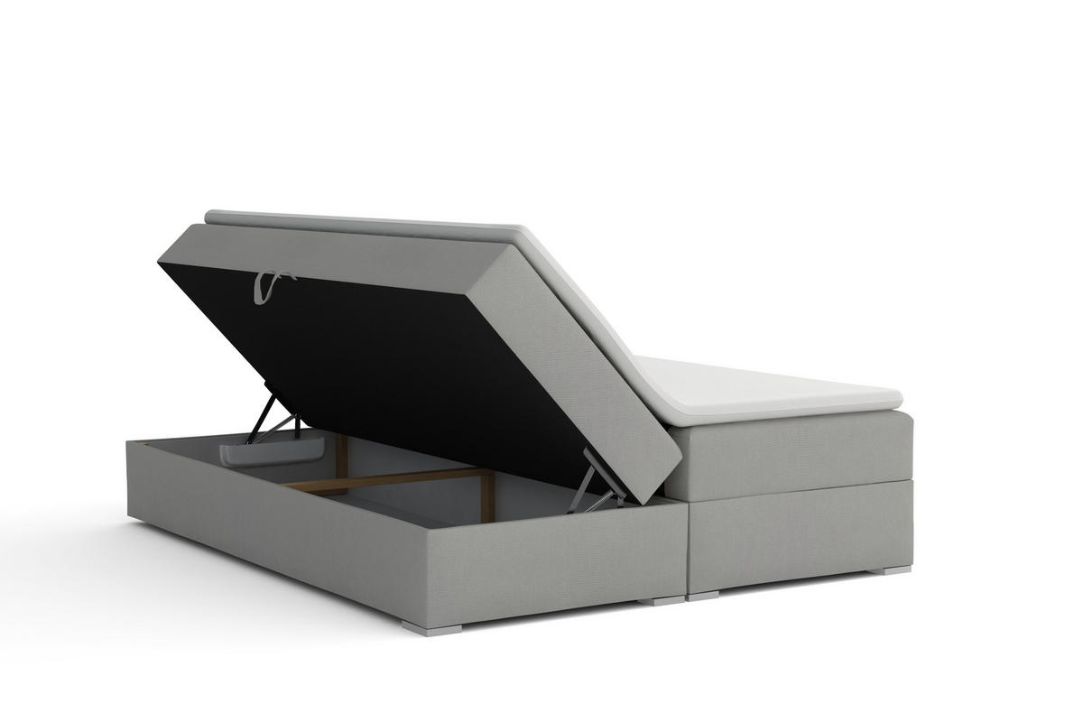 BOXBETT LINA 180/200 in Boucle Schwarz H4 - Schwarz, Holz/Holzwerkstoff (180/200cm) - Deine Möbel 24