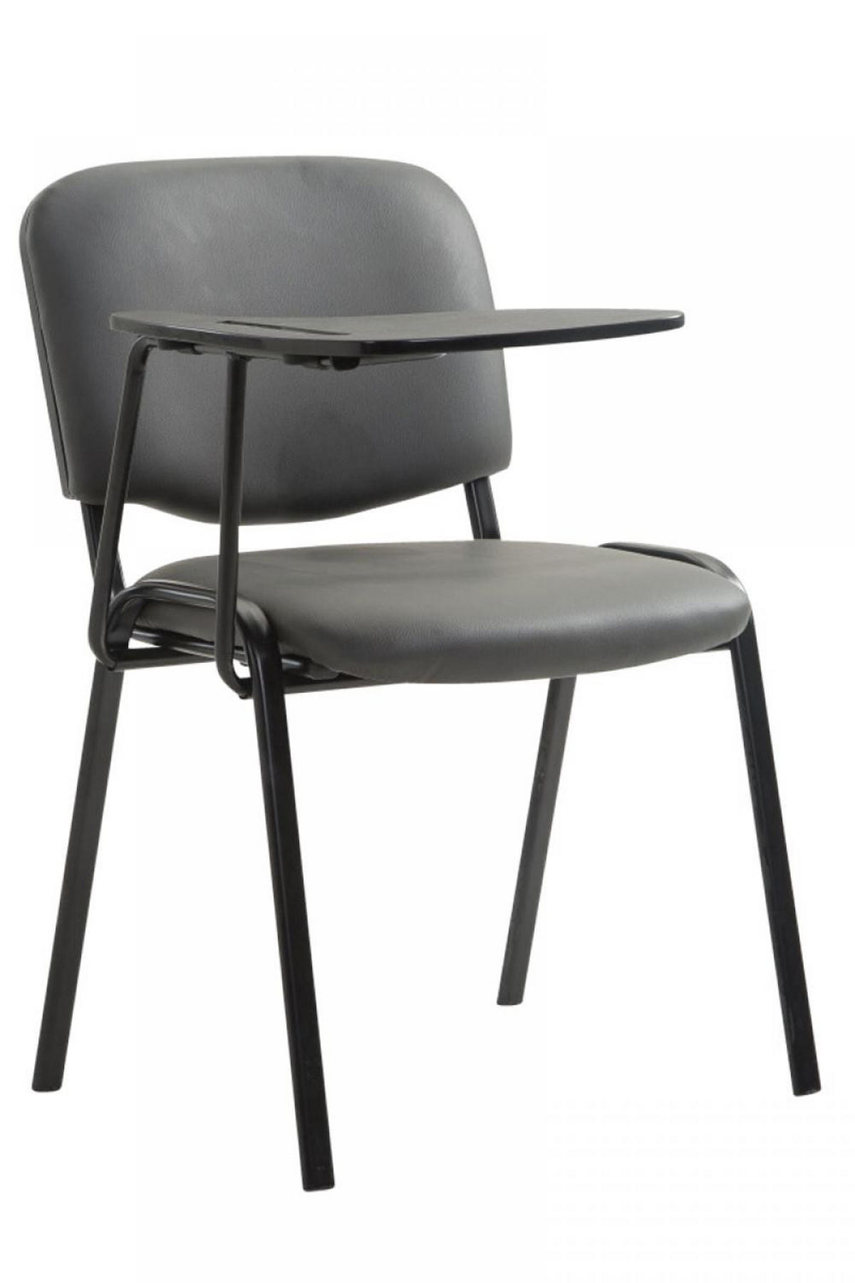 BESUCHERSTUHL Lederlook grau - Schwarz/Grau, Textil/Metall (53/81/71cm) - CLP