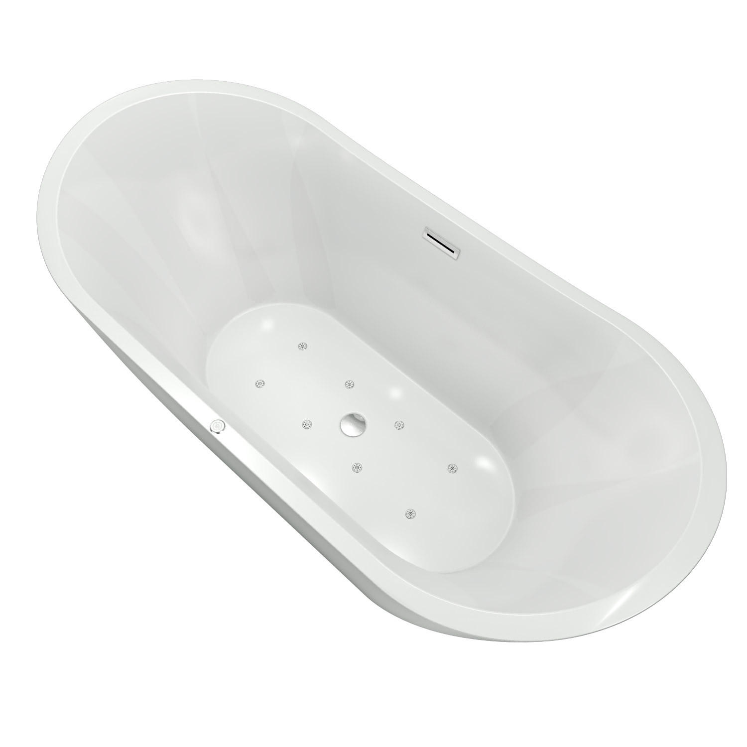 WHIRLPOOL freistehend F13 180x92cm - Weiß, Glas/Kunststoff (80/72/180cm) - AcquaVapore by Sandra Jentho