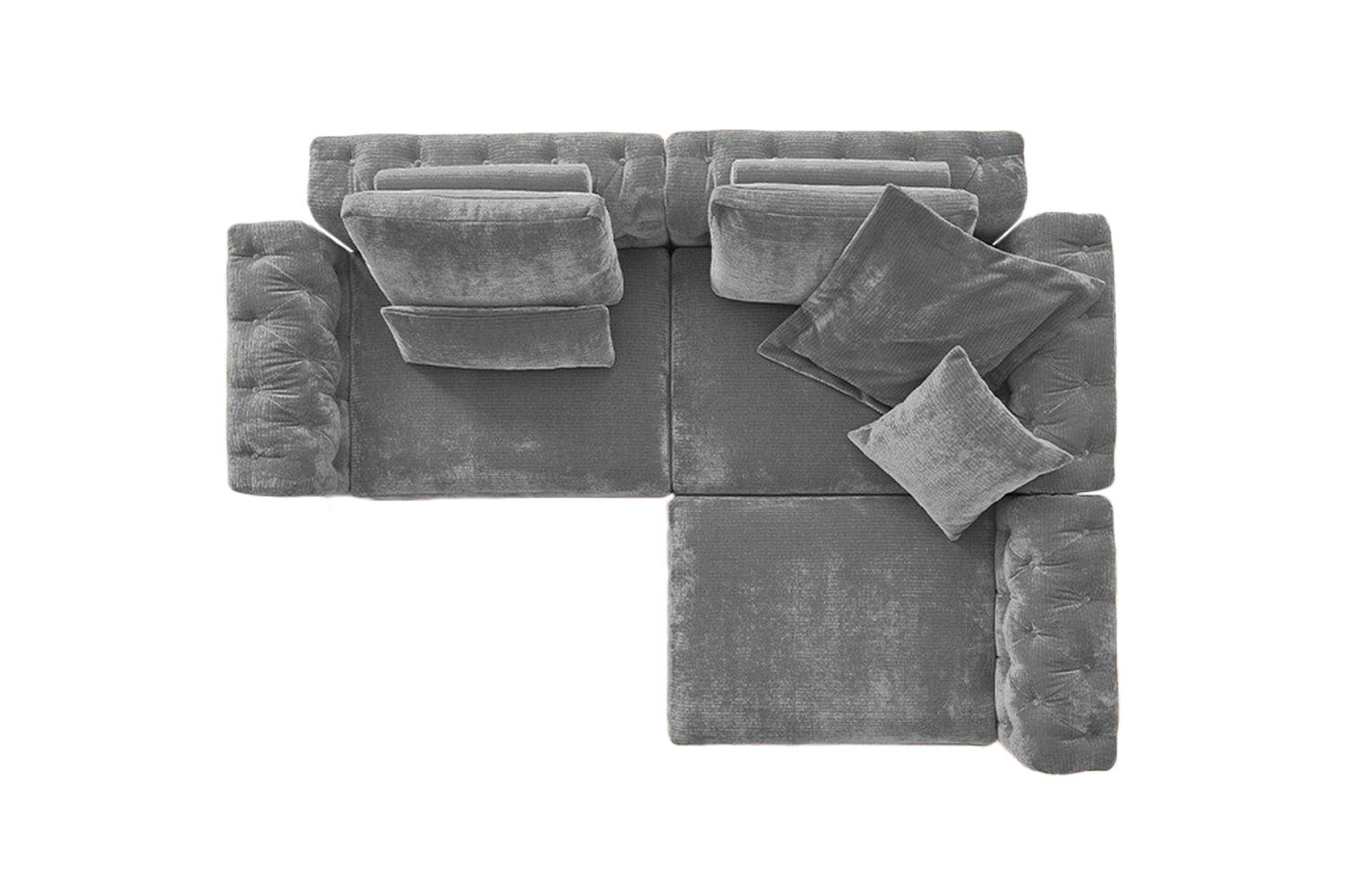 MODULSOFA SEPHI Grau Cord - Schwarz/Grau, Kunststoff/Textil (268/62/191cm) - KAWOLA