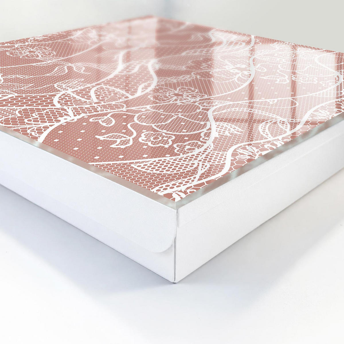 SCHLÜSSELBOX Weiß 30x30 cm – Türöffnung nach rechts - Elegante Spitze - Braun, Metall (30/30/5cm) - TULUP