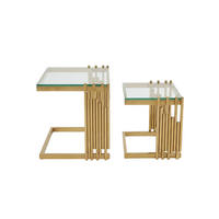 BEISTELLTISCH-SET DE-37311 2er-Set quadratisch mit Glas und Goldbeinen Gold - Goldfarben, Metall (41/41/46cm) - ComfortXL