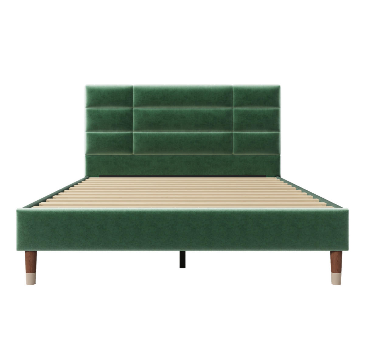 POLSTERBETT 140/200 cm Grün aus Samt mit Lattenrost - Grün, Textil (140/200cm) - OKMYHOME