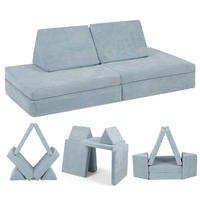 KINDERSOFA Spielparadies - Blau, Textil (66/52/150cm) - Linodino