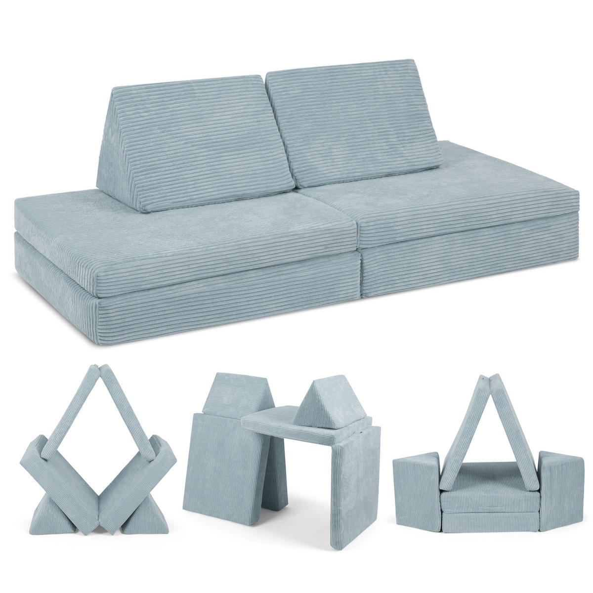 KINDERSOFA Spielparadies - Blau, Textil (66/52/150cm) - Linodino