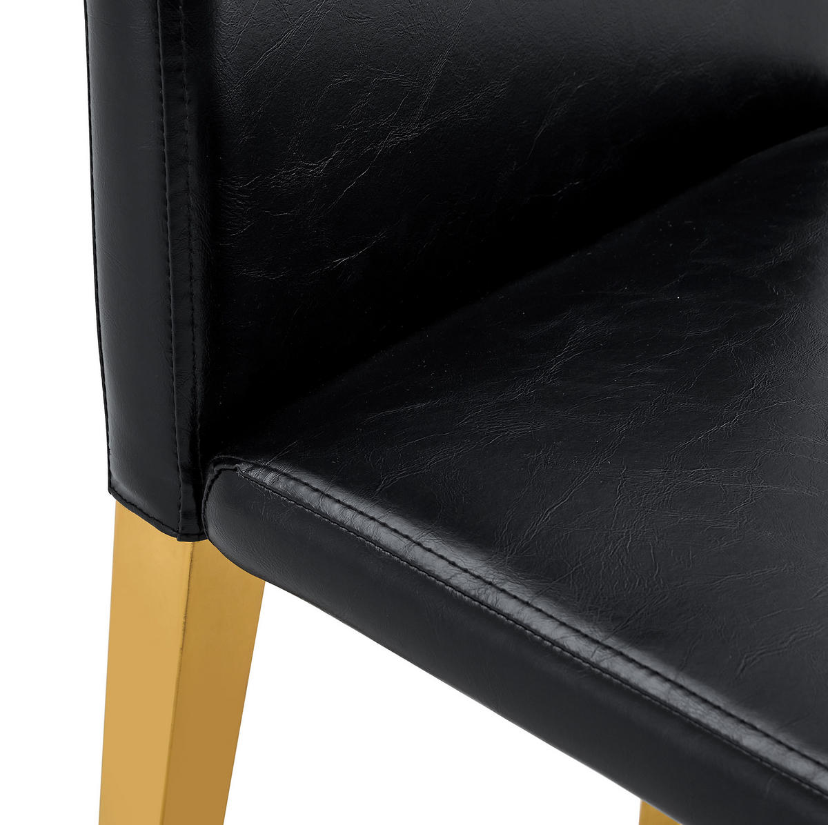 ESSZIMMERSTUHL 4er-Set Schwarz-Gold PU-Leder Metall - Schwarz, Metall (47/90/41cm) - Meubliv