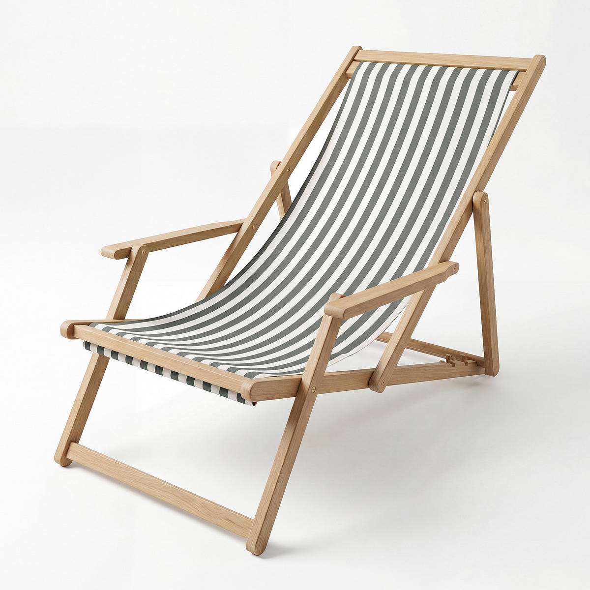 LIEGESTUHL - Akazie massiv / Webstoff - Salbeigrün, Holz/Textil (63/88/102cm) - home24