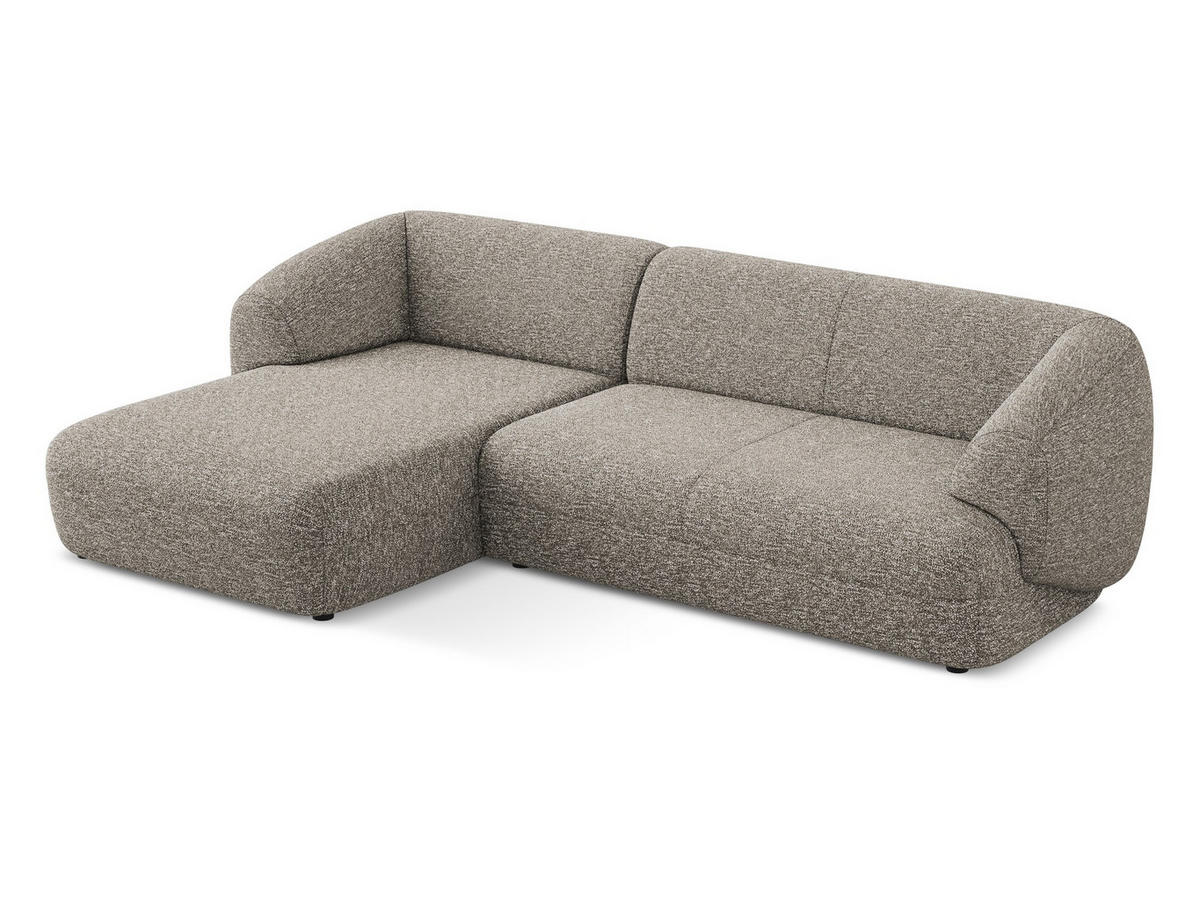 ECKSOFA links Strukturstoff Stoff Beige - Greige/Beige, Kunststoff/Textil (156/280cm) - Makamii