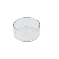 TEELICHTHALTER für Maxi-Teelichter aus feuerfestem Klarglas mit Goldrand Ø 62 x 25 mm, Innen Ø 60 mm - Transparent, Paraffin (6.2/2.5/6.2cm) - Holfeuer Crystal Design