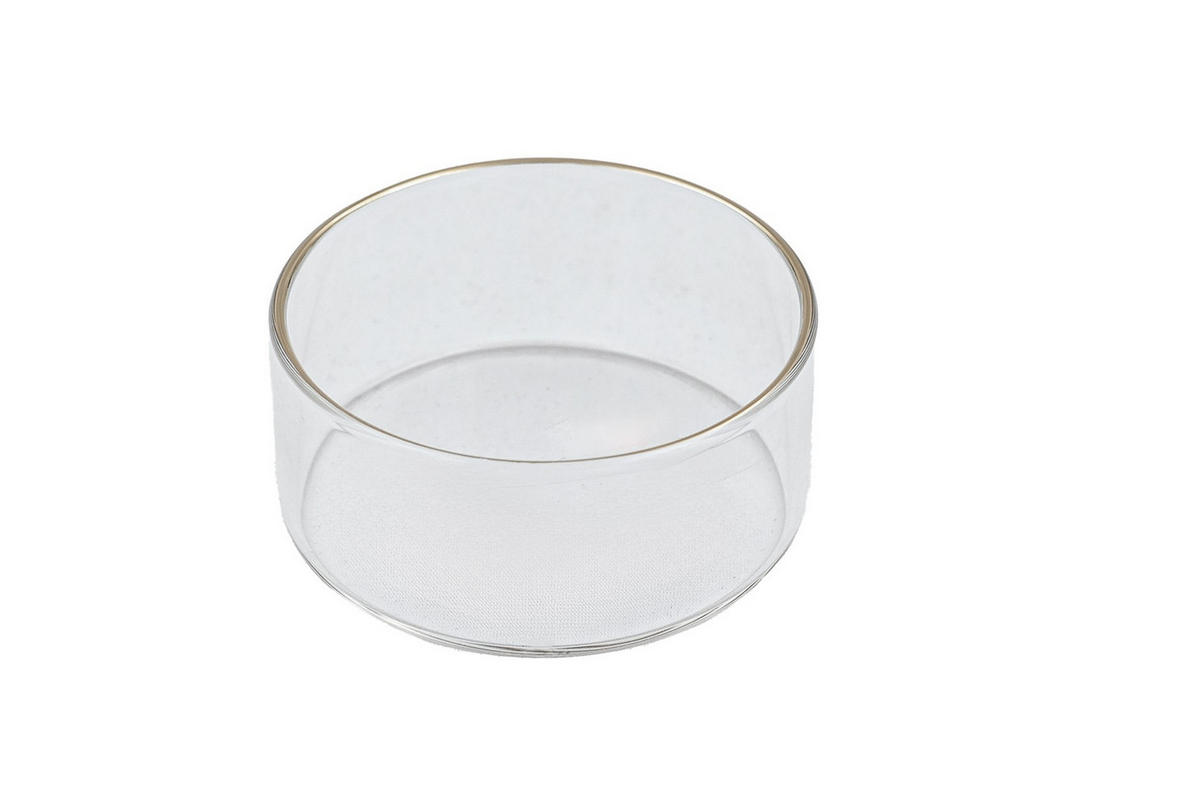 TEELICHTHALTER für Maxi-Teelichter aus feuerfestem Klarglas mit Goldrand Ø 62 x 25 mm, Innen Ø 60 mm - Transparent, Paraffin (6.2/2.5/6.2cm) - Holfeuer Crystal Design