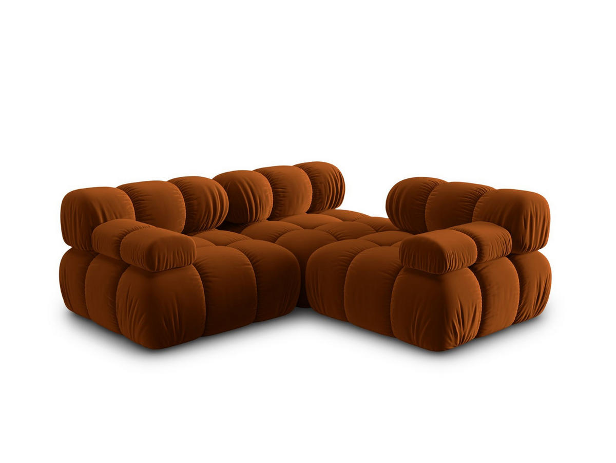 MODULARES-SOFA Bellis aus Samt terrakotta 3 Sitzplätze - Terracotta, Textil (94/63/282cm) - Micadoni