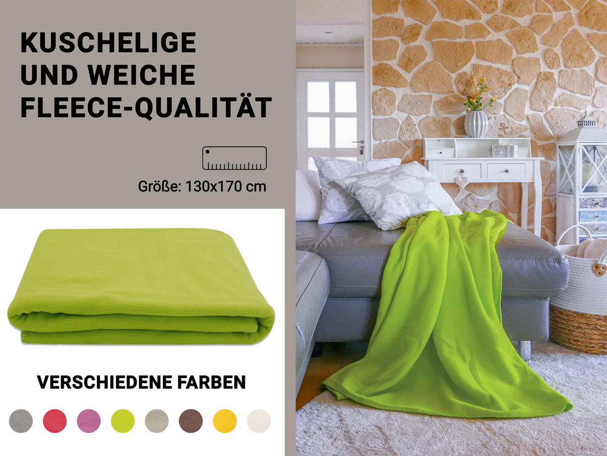 KUSCHELDECKE, 130x170 cm, 100% Polyester, Grün - Hellgrün, Textil (130/170cm) - Zollner
