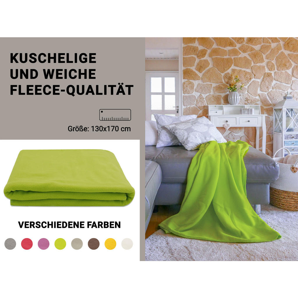 Thumbnail - Zollner Kuscheldecke,, Hellgrün, Textil, 130x170 cm, Oeko-Tex® Standard 100, Wohntextilien, Decken, Kuscheldecken