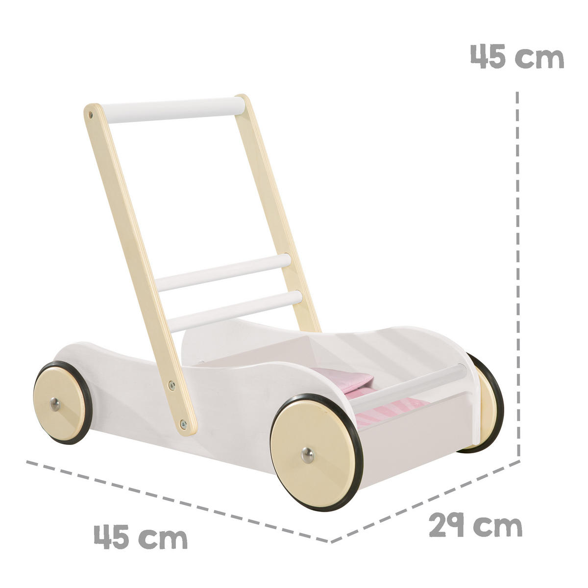 PUPPENWAGEN Scarlett - Weiß, Holzwerkstoff (29/45/56cm) - Roba