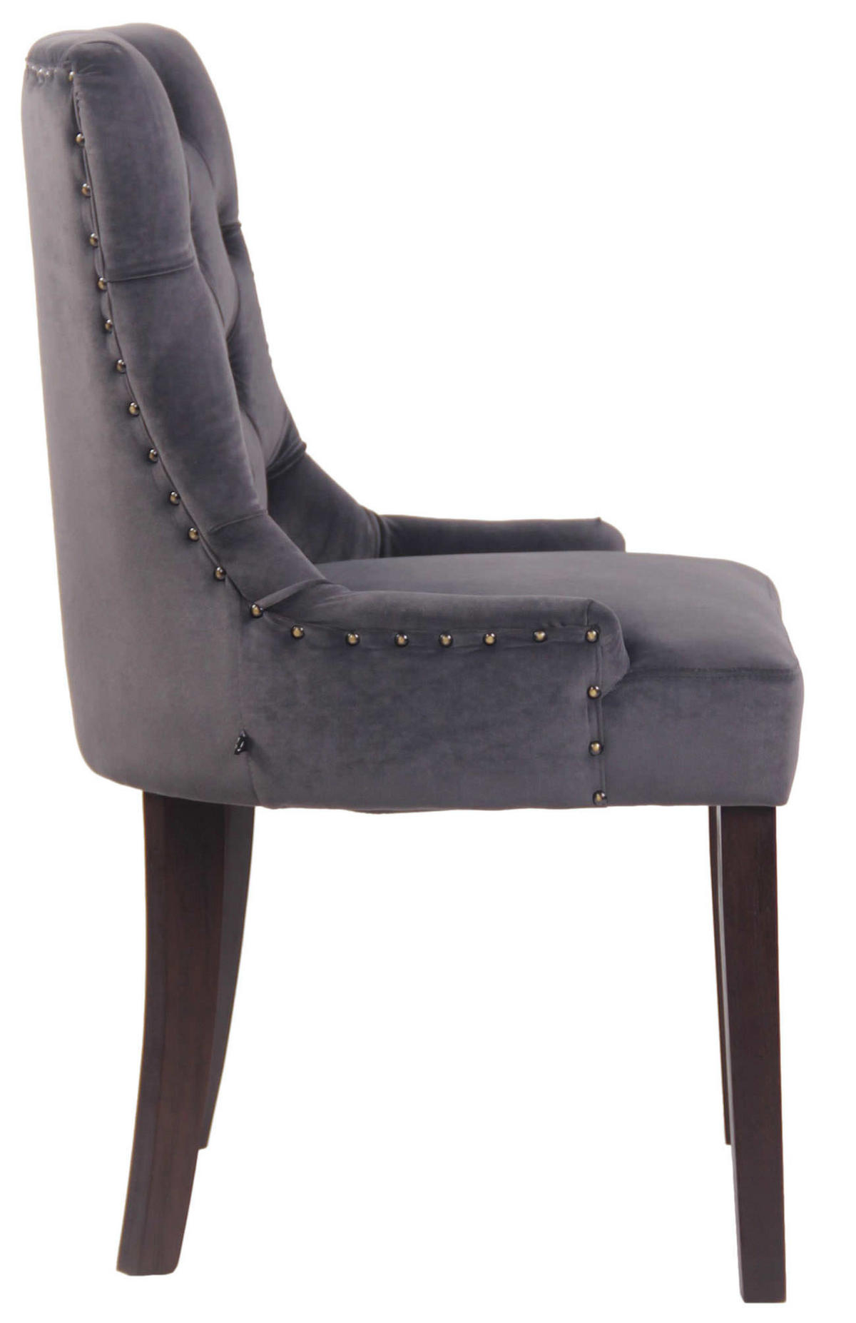 ESSZIMMERSTUHL Aboli Samt, antik Dunkelgrau - Dunkelgrau/Dunkelbraun, Holz/Textil (55/92/58cm) - TPFLiving