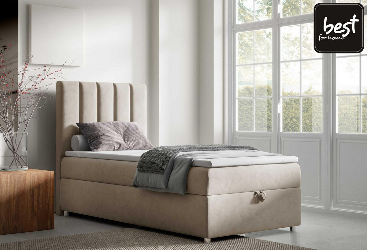 BOXBETT mit Bettkasten Trinity K-10 SINGLE Bonellfederkern inkl. Topper - Graphitfarben, Holz/Holzwerkstoff (80/200cm) - Best For Home