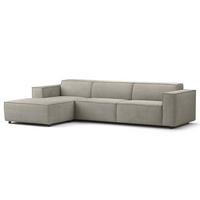 ECKSOFA mit Longchair - Graubraun/Schwarz, Kunststoff/Textil (294/177cm) - home24