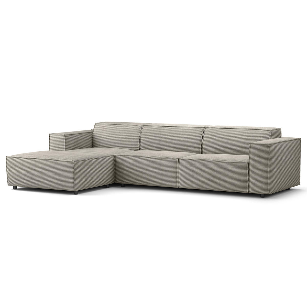 ECKSOFA mit Longchair - Graubraun/Schwarz, Kunststoff/Textil (294/177cm) - home24