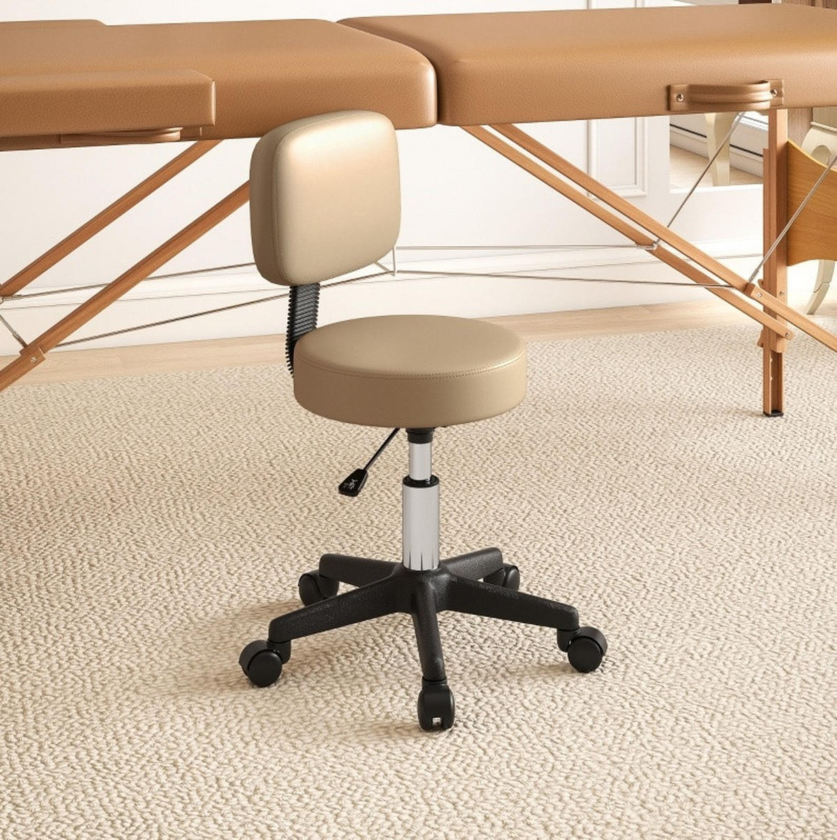 ROLLHOCKER in Braun 35x35x84 cm mit Rückenlehne, höhenverstellbar und drehbar - Braun, Kunststoff (35/84/35cm) - IVMEU