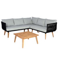 GARTEN-GARNITUR Schwarz, Braun, Hellgrau - Hellgrau/Schwarz, Holz - MCW