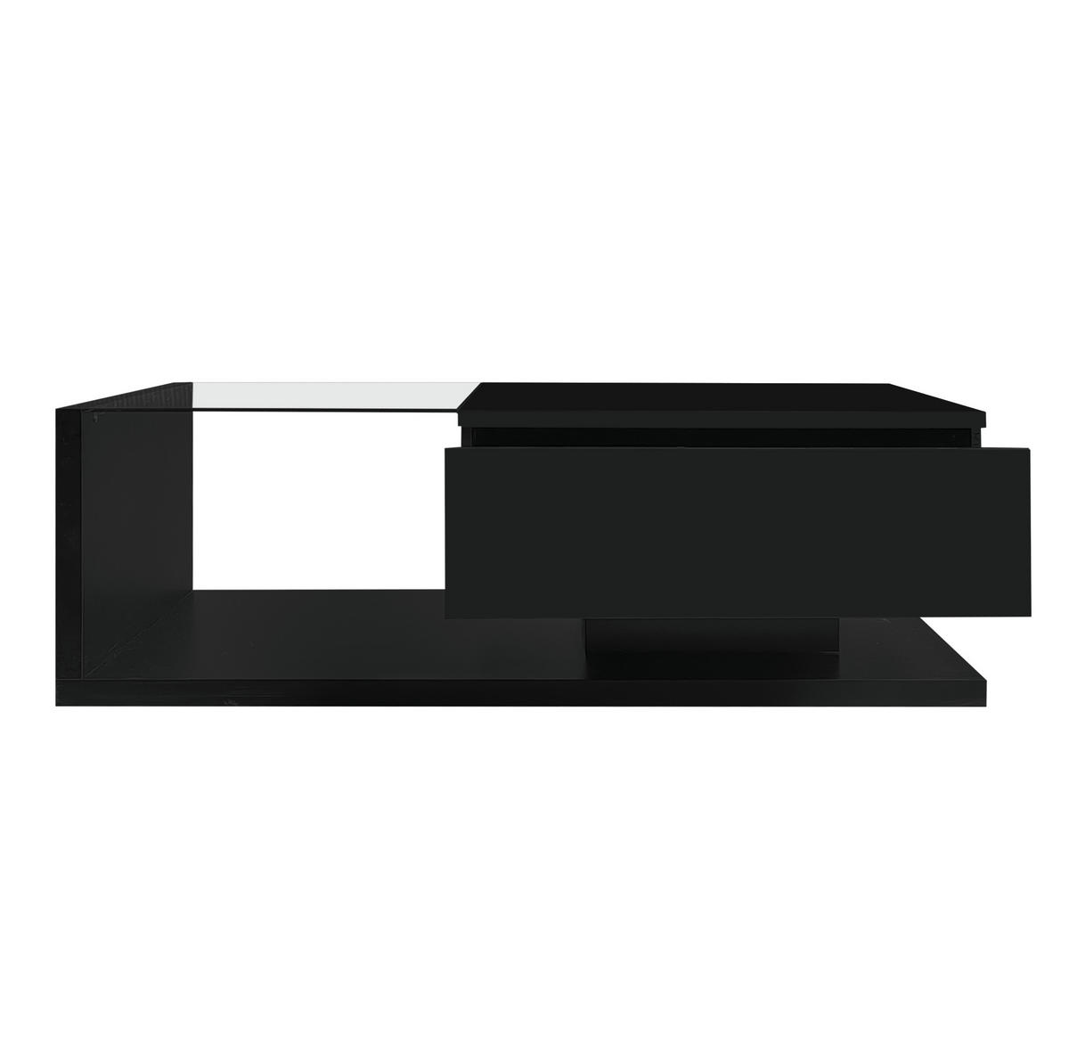 COUCHTISCH aus Spanplatte 105x55x32,5 cm in Schwarz Hochglanz mit LED-Beleuchtung - Schwarz, Holzwerkstoff (105/55/32.5cm) - Modfu