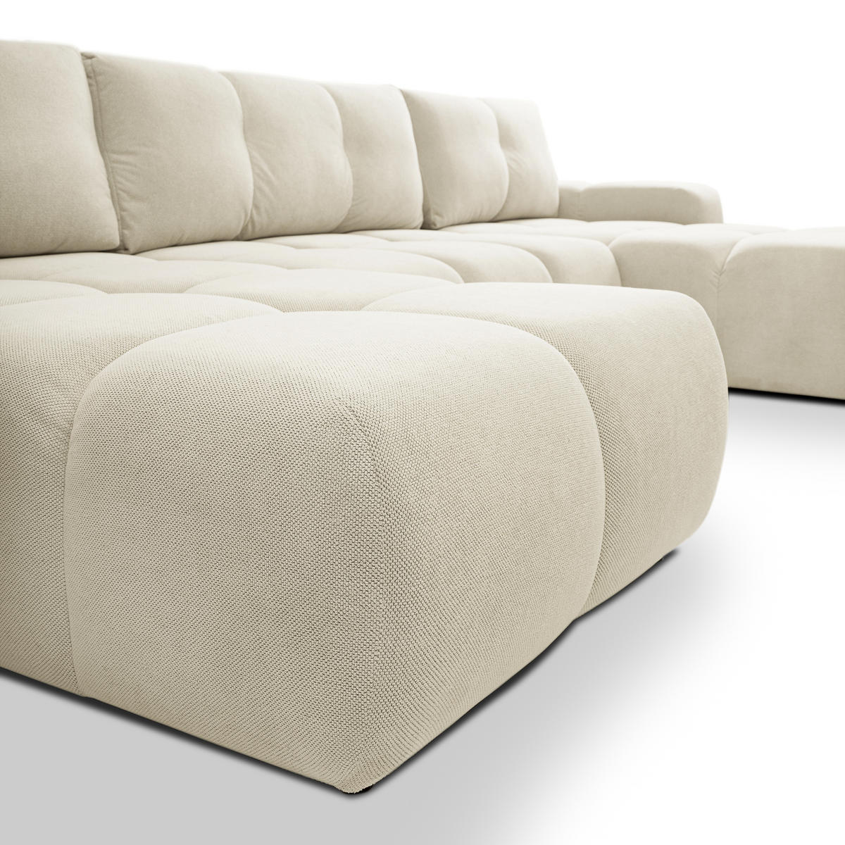 WOHNLANDSCHAFT Hosio Beige 359/177/88 cm mit Schlaffunktion - Beige/Schwarz, Kunststoff/Textil (359/88/177cm) - AX Living