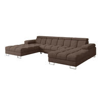 WOHNLANDSCHAFT mit Schlaffunktion und Bettkasten COMA U2 345x203x79 Braun Velours - Braun, Holzwerkstoff/Textil (345/79/203cm) - ALTDECOR