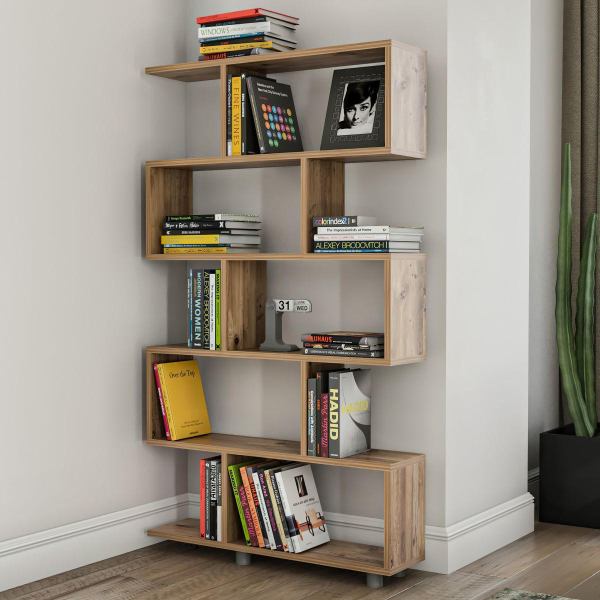 REGAL 11 Fächer L90 cm - Elif - Eichefarben, Holzwerkstoff (20/156/90cm) - Calicosy
