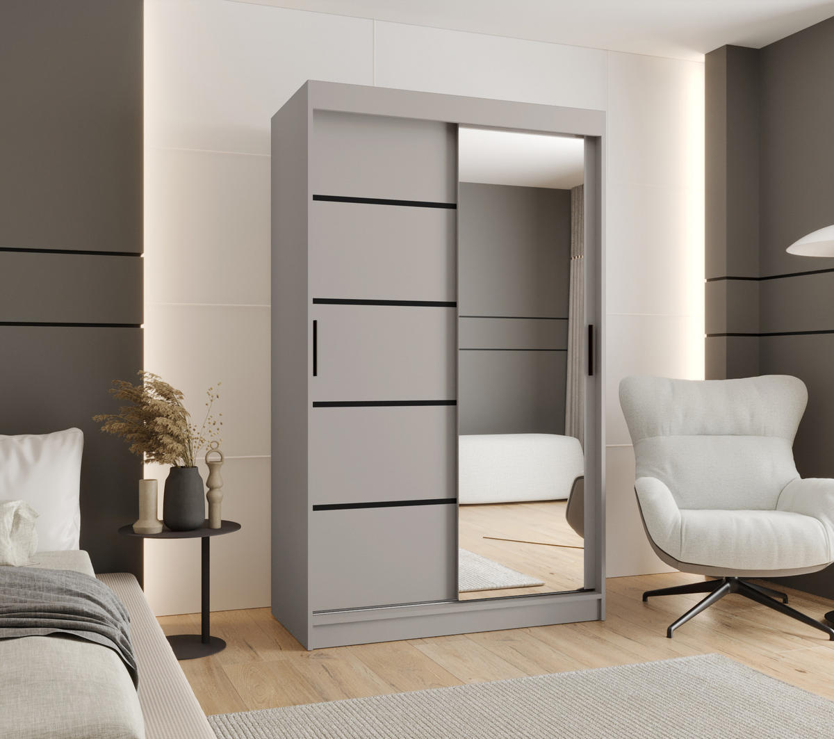 ŠATNÍ skříň s posuvnými dveřmi 200/120/62 2dveřová - černá/kašmírová, dřevo/plast (120/200/62cm)