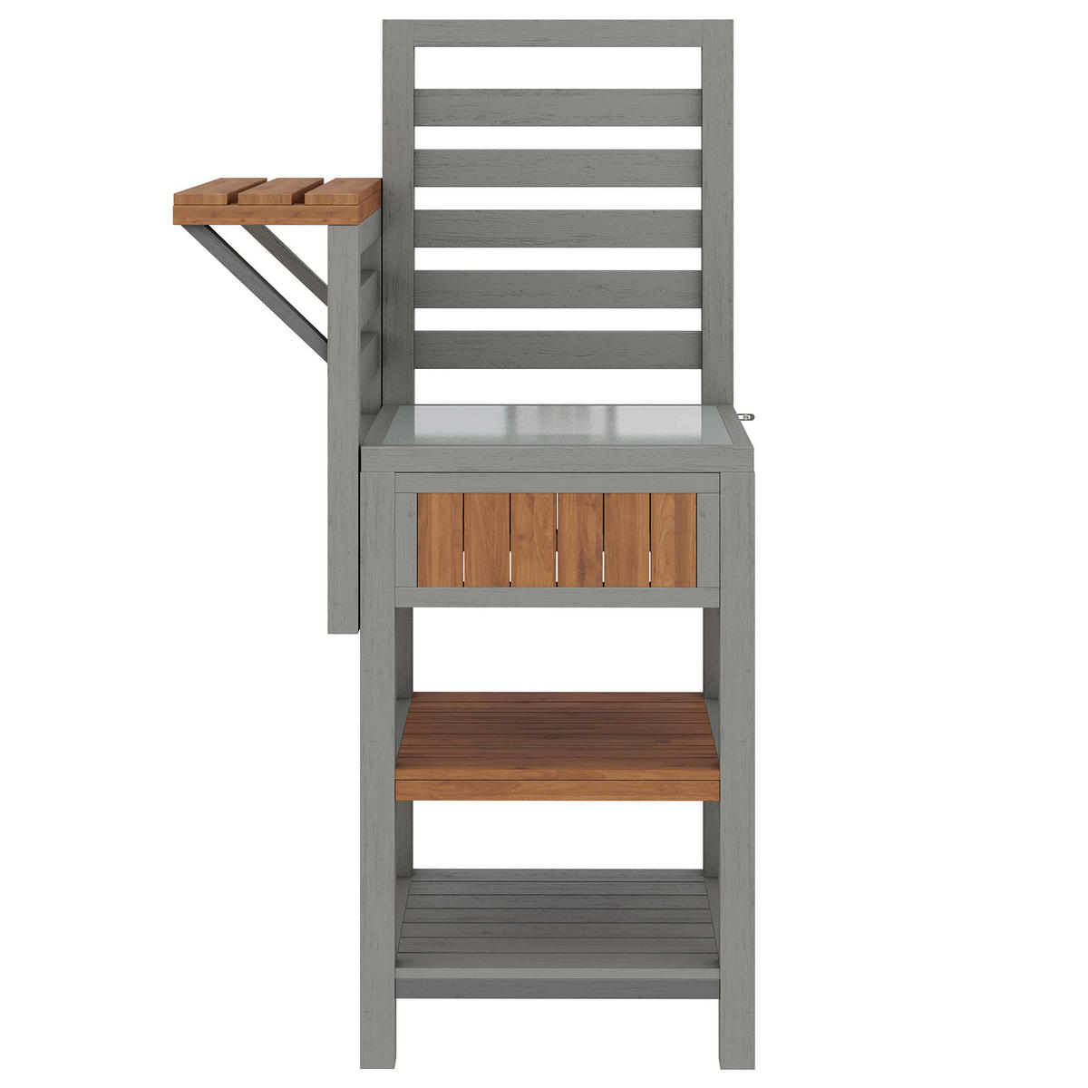 GARTENSCHRANK Holz Edelstahl Outdoor Grillstation Stauraum - Naturfarben, Holz (54/149/74cm) - FLIEKS