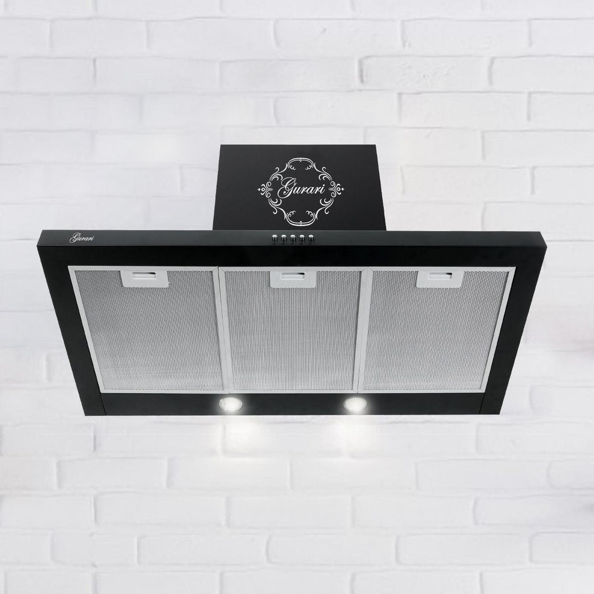 DUNSTABZUGSHAUBE GCH F 461 BL 7 +Umluftset, 70 cm Schwarz - Schwarz, Metall (70/81/46.3cm) - Gurari