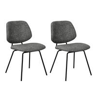STUHL-SET 2 Stück in Teddystoff Grau - Schwarz/Grau, Textil/Metall (50/82/58cm) - Furnhouse