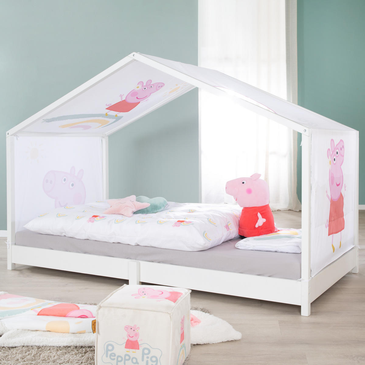 HAUSBETTBEZUG 90 x 200 cm Peppa Pig - Weiß, Kunststoff/Textil (90/200cm) - Roba
