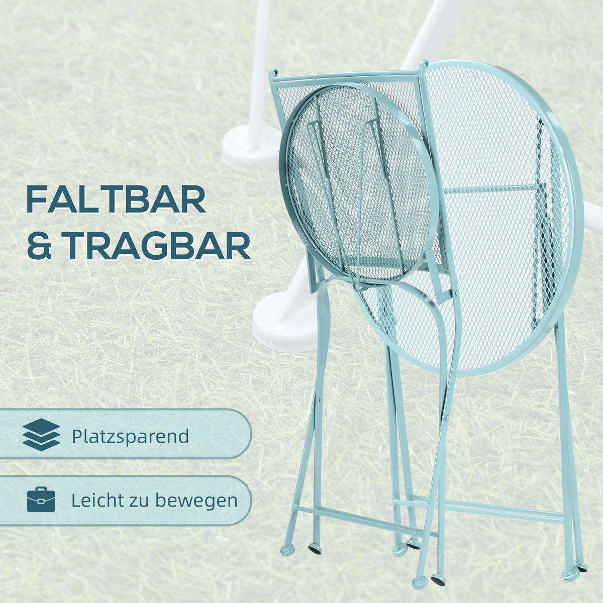 GARTENMÖBEL Set, Metall, Hellblau - Hellblau, Metall - Outsunny