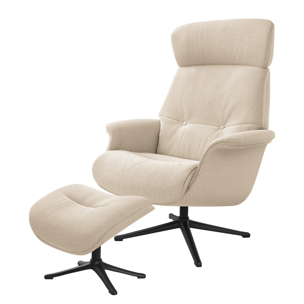 POLSTERHOCKER - Beige/Schwarz, Textil/Metall (44/39/42cm) - home24