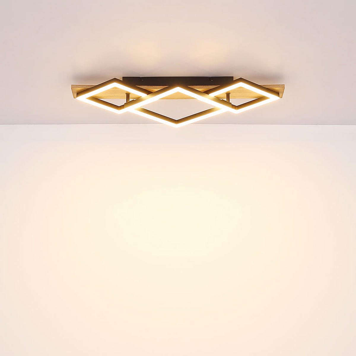 LED DECKENLEUCHTE Metall Schwarz Holzoptik - Schwarz, Metall (61/31/8.5cm) - Globo Lighting