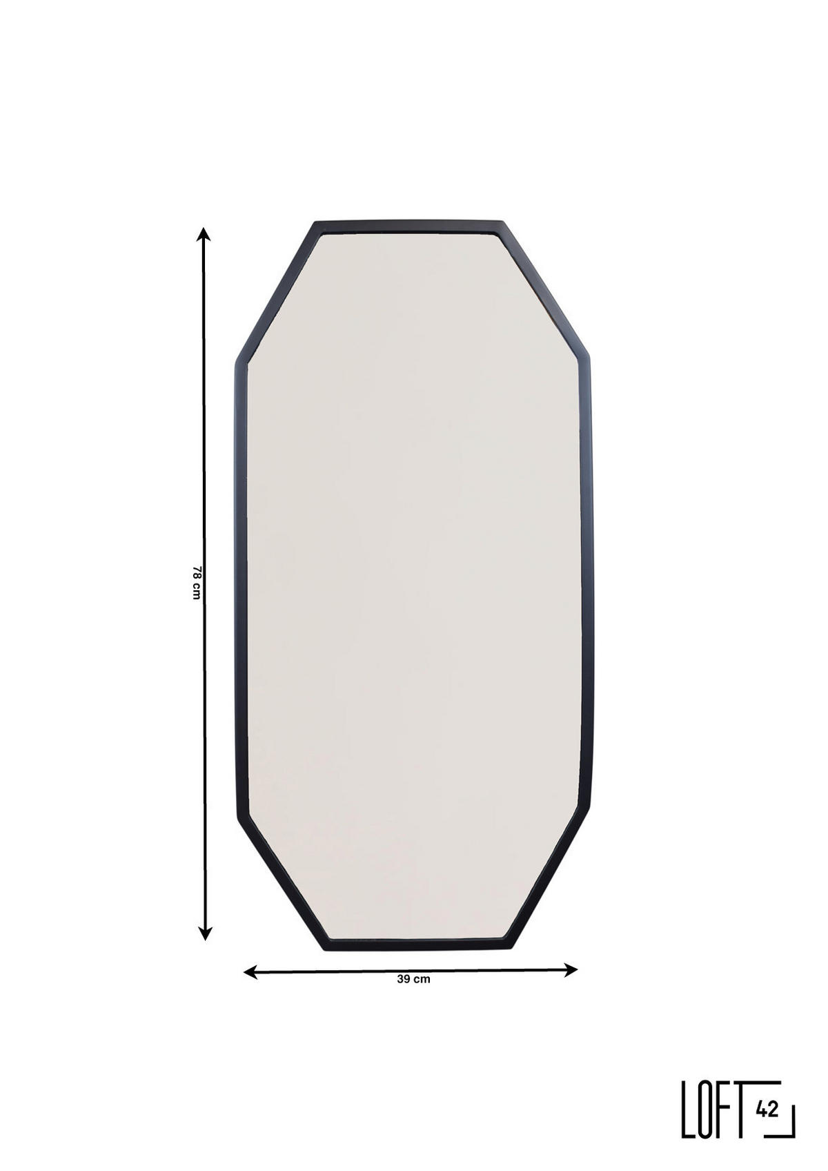 WANDSPIEGEL Octa Schwarz - Schwarz, Metall (39/79/4cm) - LOFT42