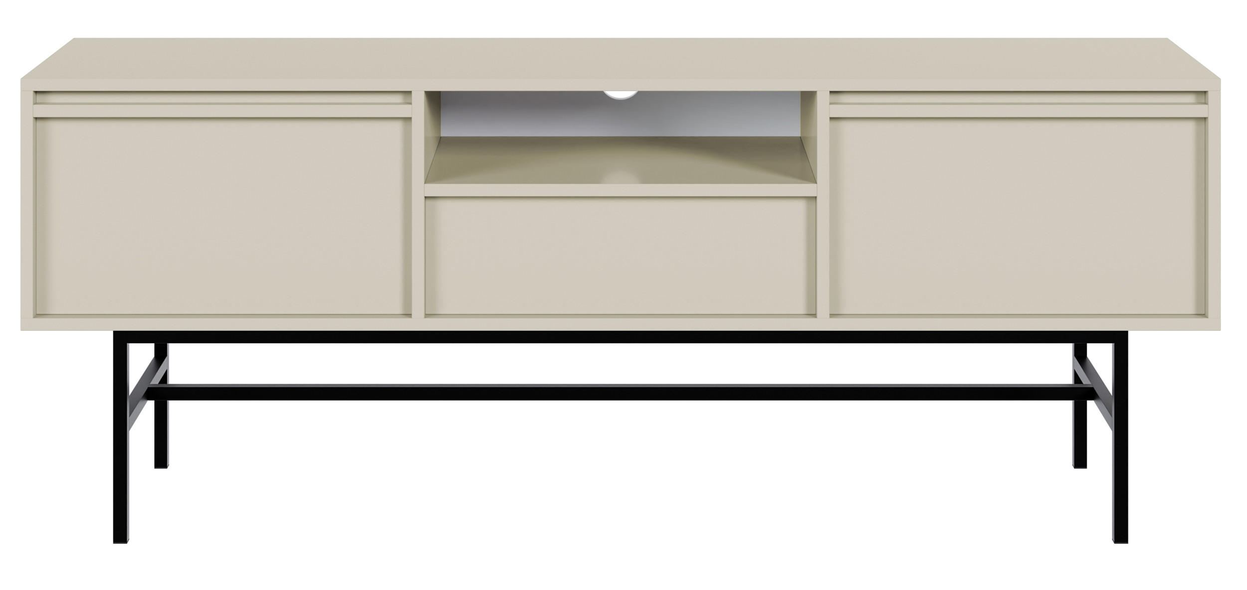 TV-SCHRANK Evo Graubeige mit Metallgestell 154 cm - Greige/Schwarz, Holzwerkstoff/Metall (154/59.8/39cm) - Selsey