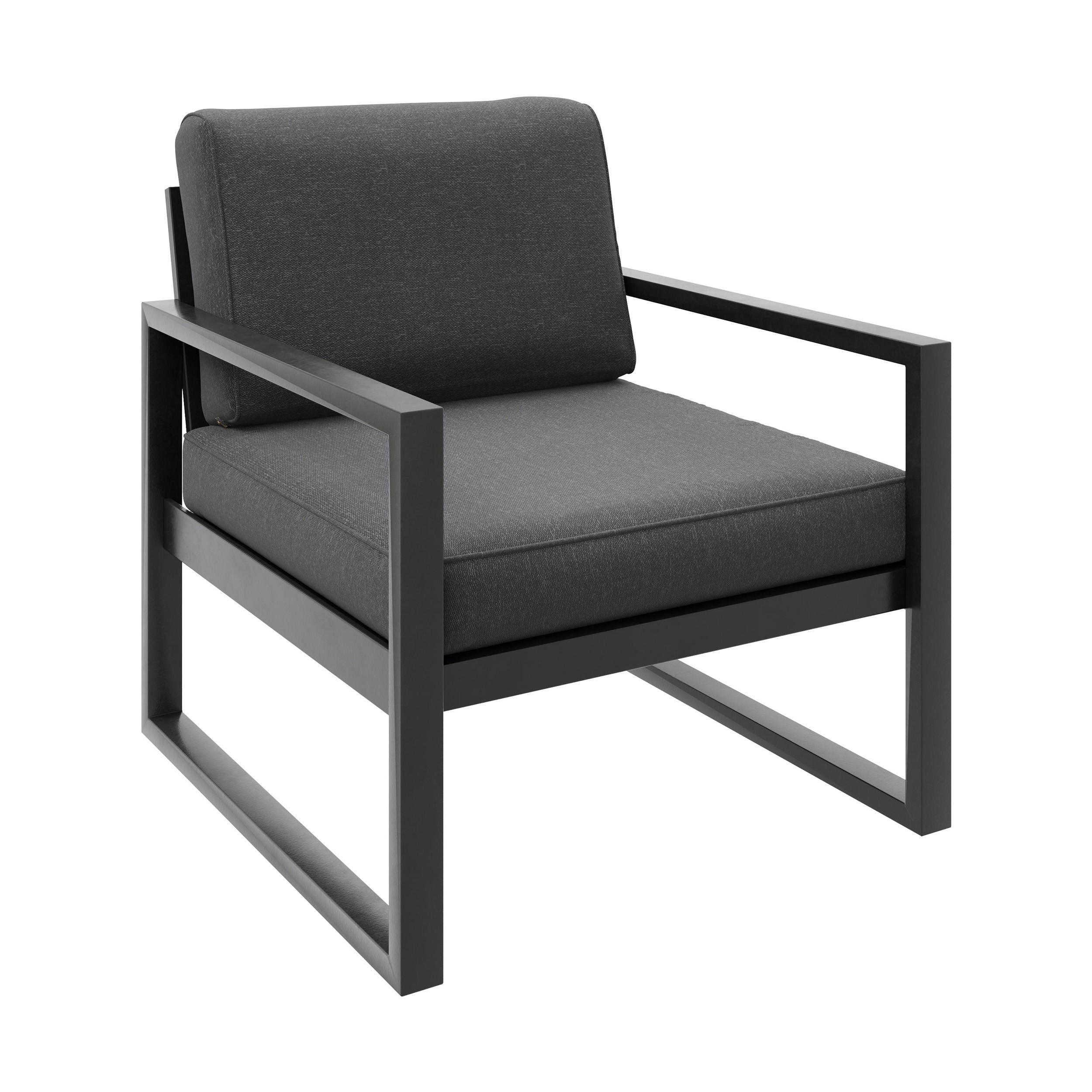 Beautysofa KŘESLO na terasu Stella s kovovým rámem, 76 cm, tmavě šedé