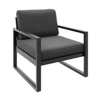 KŘESLO na terasu Stella s kovovým rámem, 76 cm, tmavě šedé - černá/tmavě šedá, kov (76/86/80cm) - Beautysofa